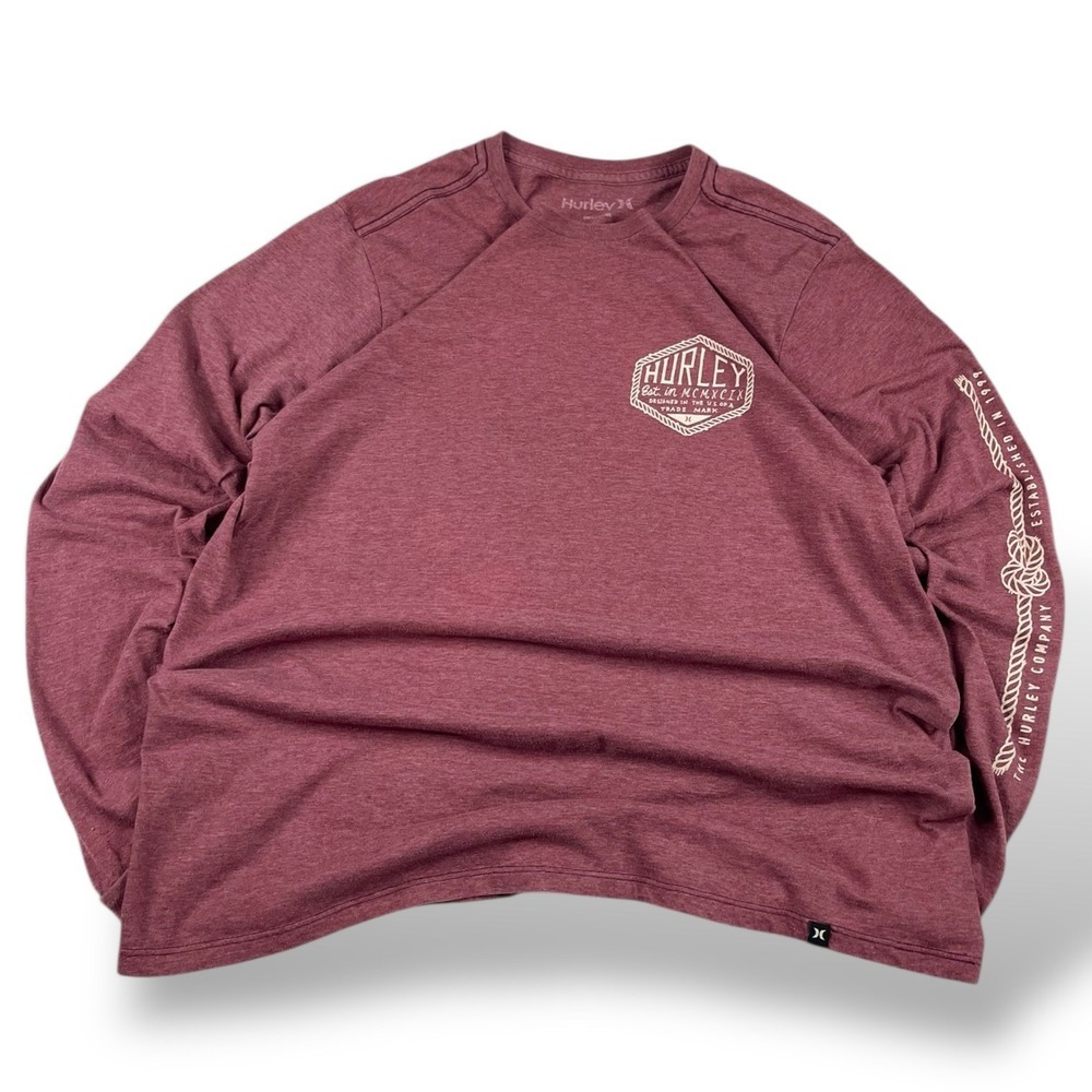 Hurley Long Sleeve Surf Core Maroon Men's Size Large